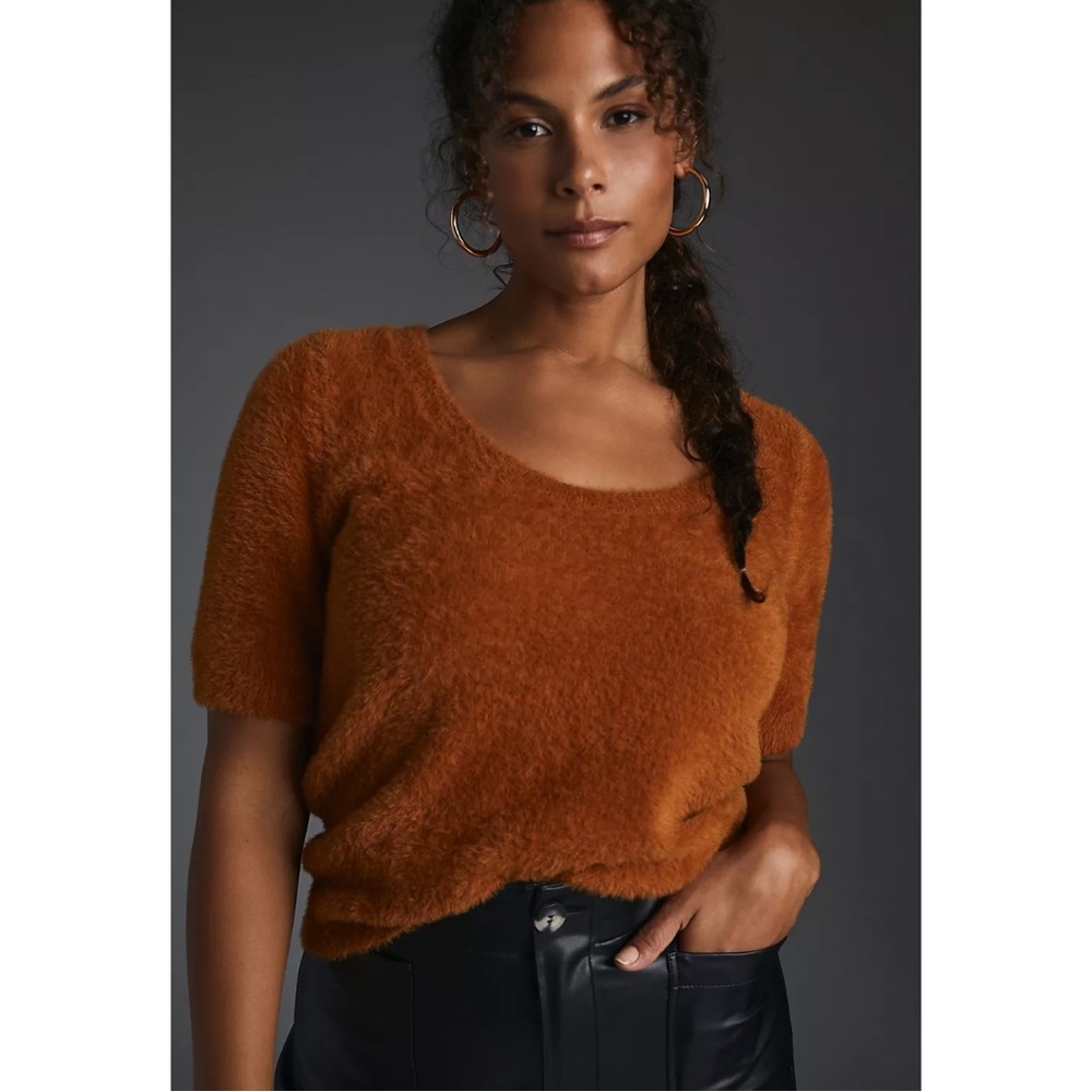 NWOT Maeve by Anthropologie Scoop Neck Eyelash Sweater Tee Small